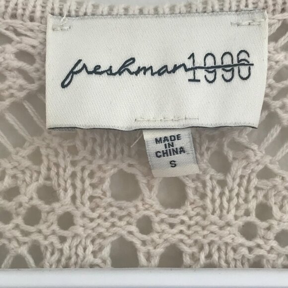 Aritzia Sunday best Freshman open weave/knit cardigan creme women S crochet maxi - Picture 6 of 12